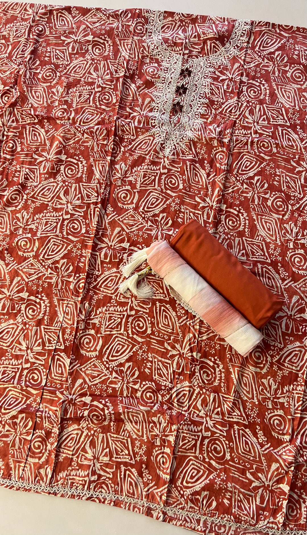 DESIGNER UNSTITCHED DRESS MATERIAL- IKMS08/ ORANGE