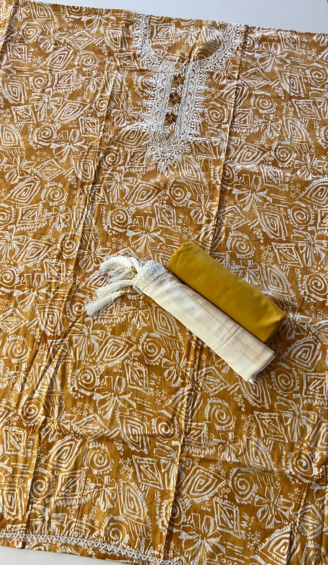 DESIGNER UNSTITCHED DRESS MATERIAL- IKMS08/ YELLOW