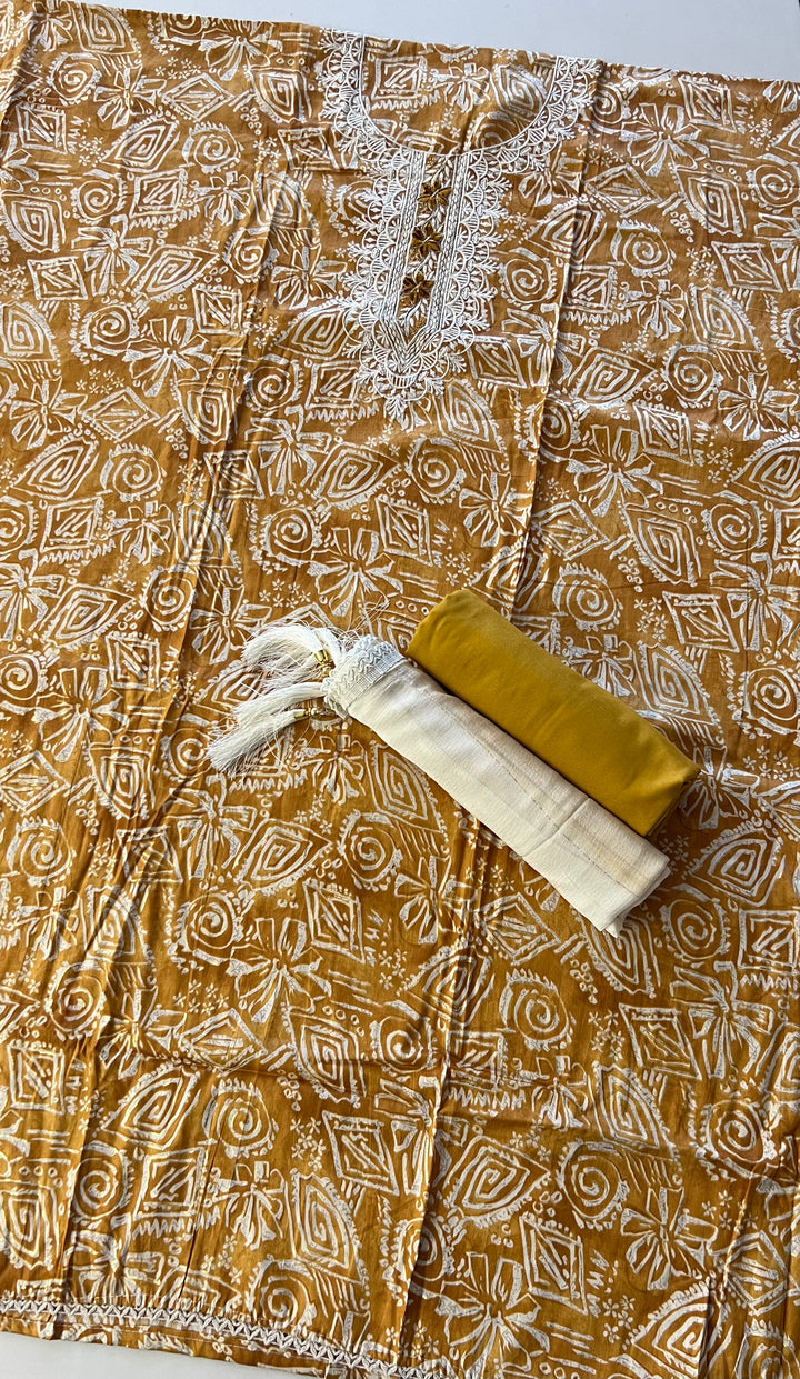 DESIGNER UNSTITCHED DRESS MATERIAL- IKMS08/ YELLOW