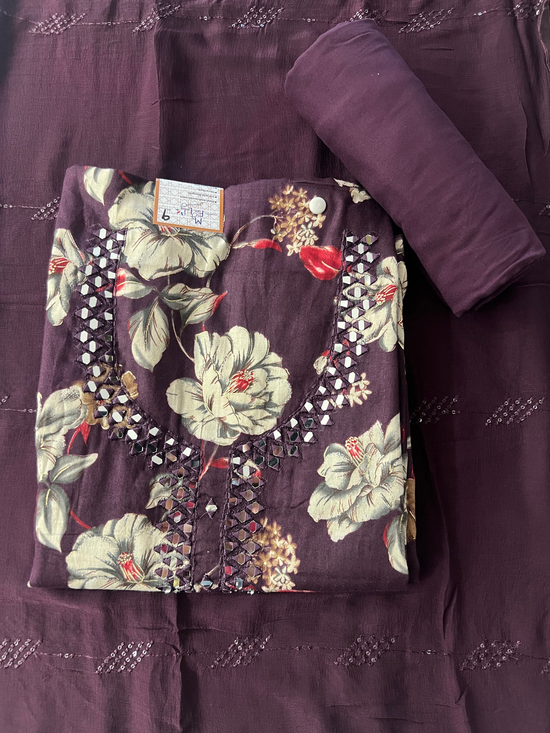 DESIGNER UNSTITCHED DRESS MATERIAL- IKMS09/ WINE