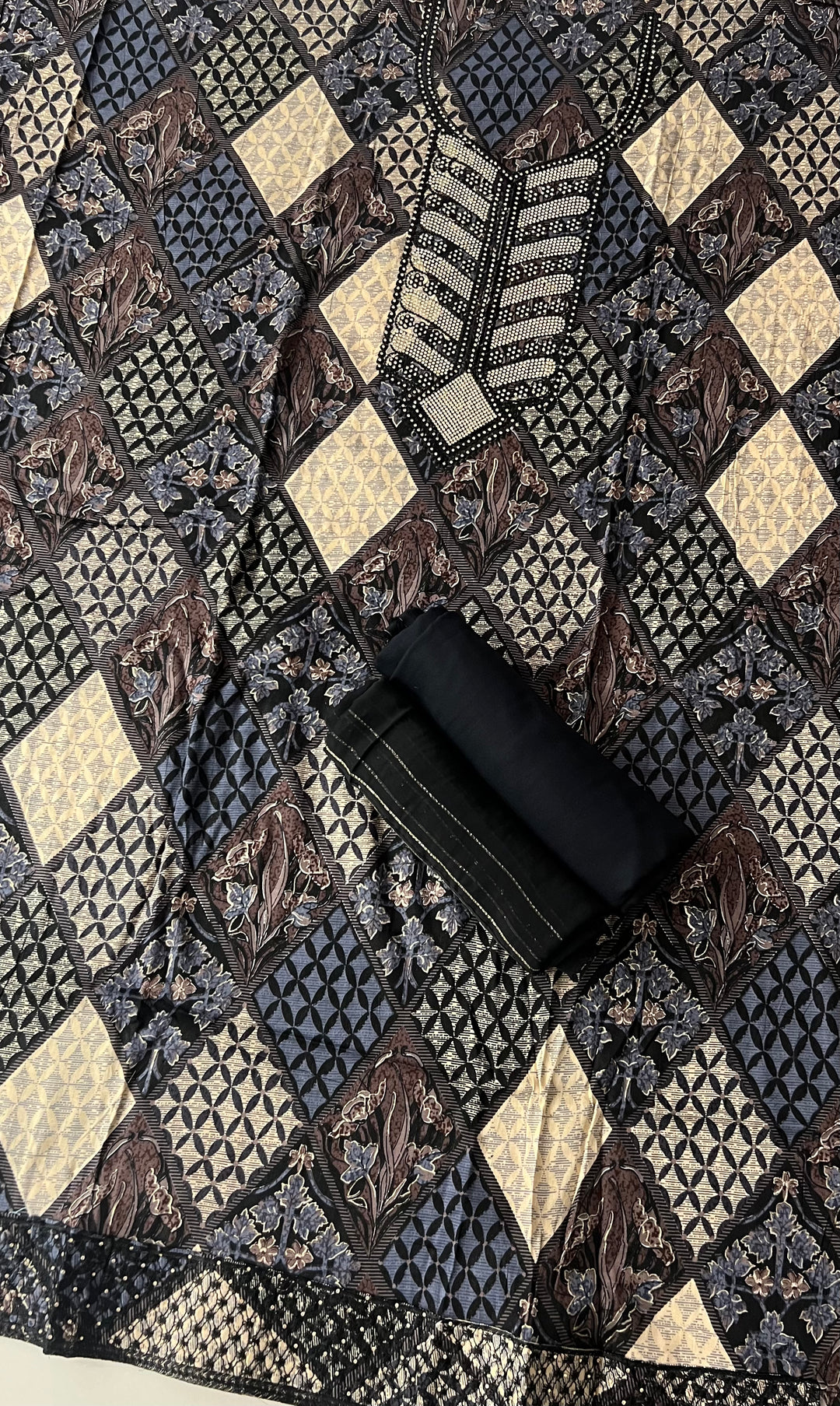 DESIGNER UNSTITCHED DRESS MATERIAL- IKMS06/ BLACK