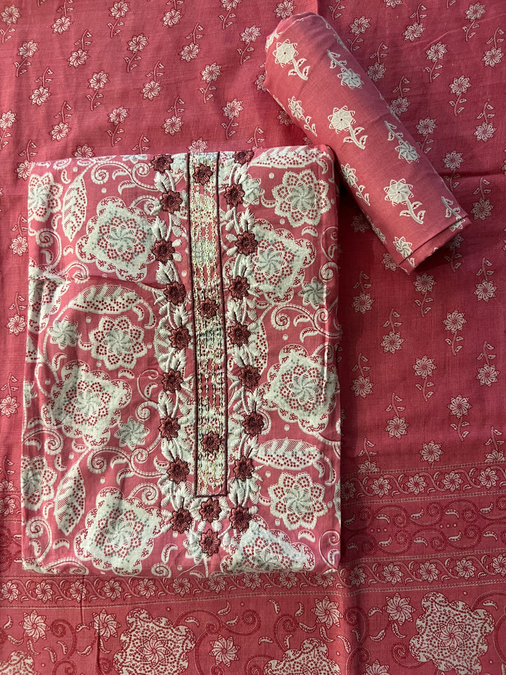 DESIGNER UNSTITCHED DRESS MATERIAL- BTFZ79/ PINK