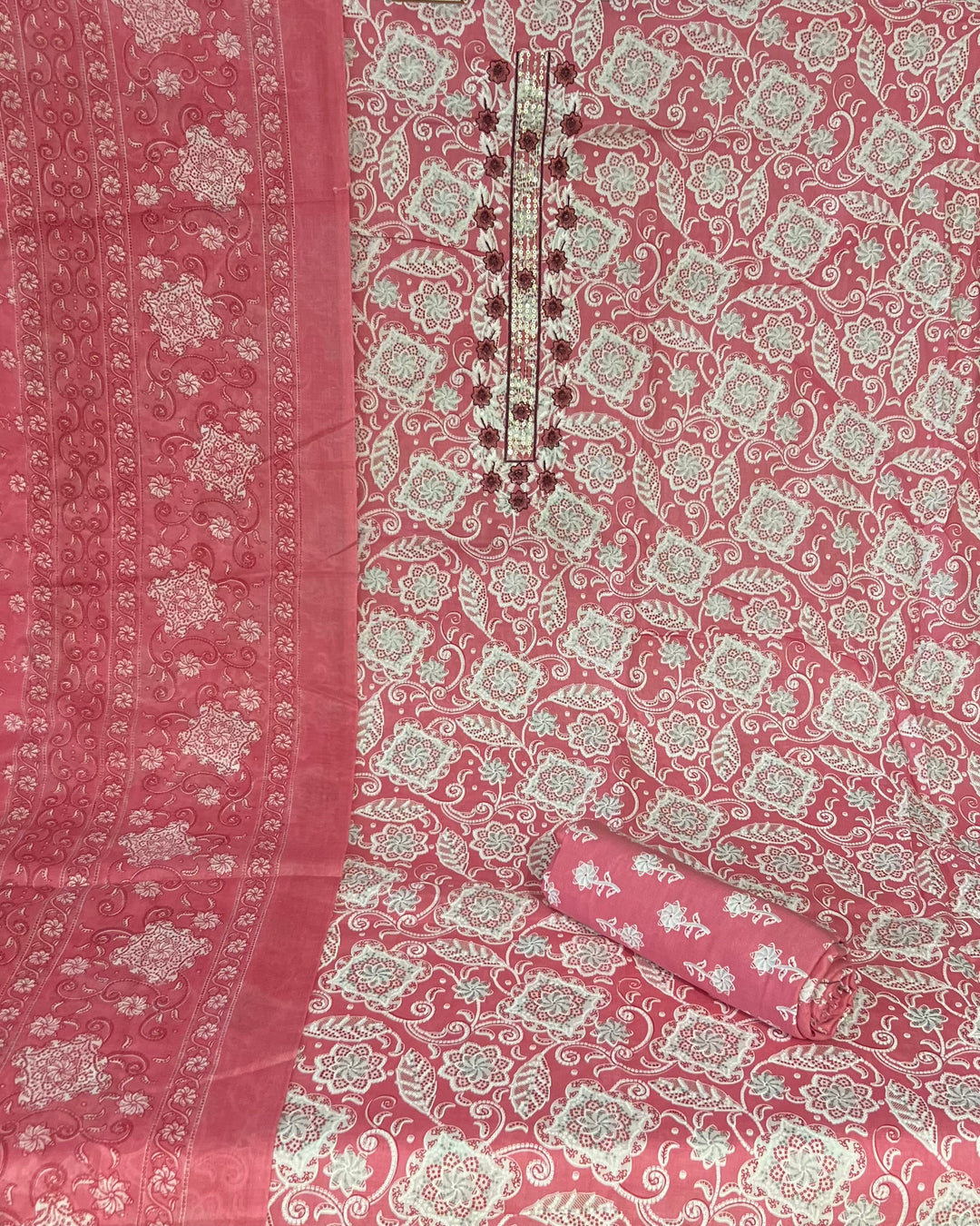 DESIGNER UNSTITCHED DRESS MATERIAL- BTFZ79/ PINK