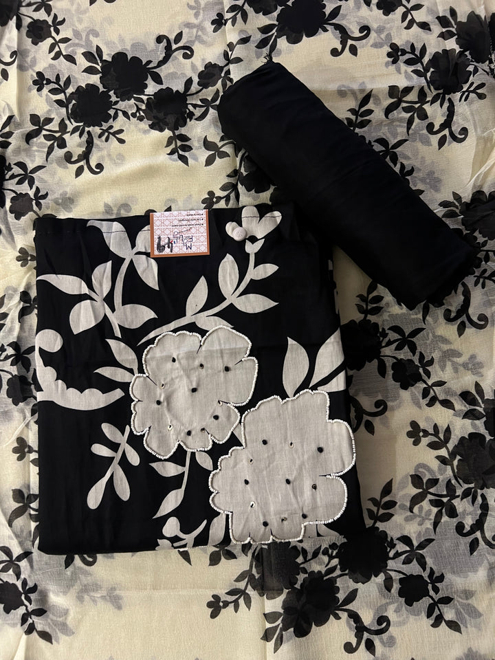 DESIGNER UNSTITCHED DRESS MATERIAL- BTFZ49/ BLACK