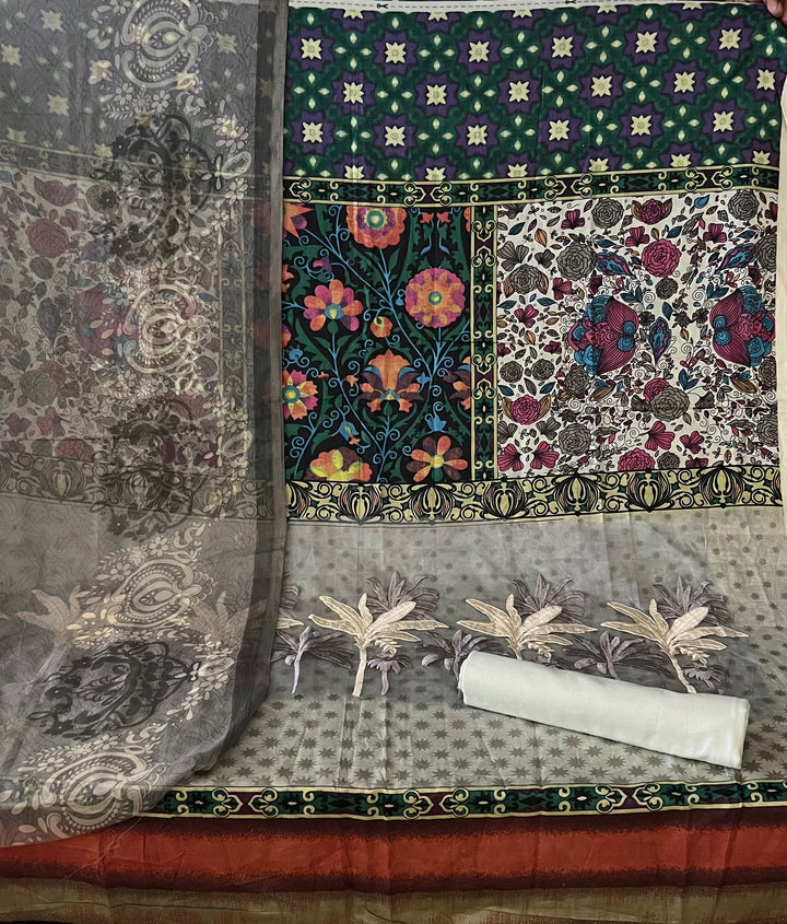 LAWN COTTON UNSTITCHED DRESS MATERIAL-608024/