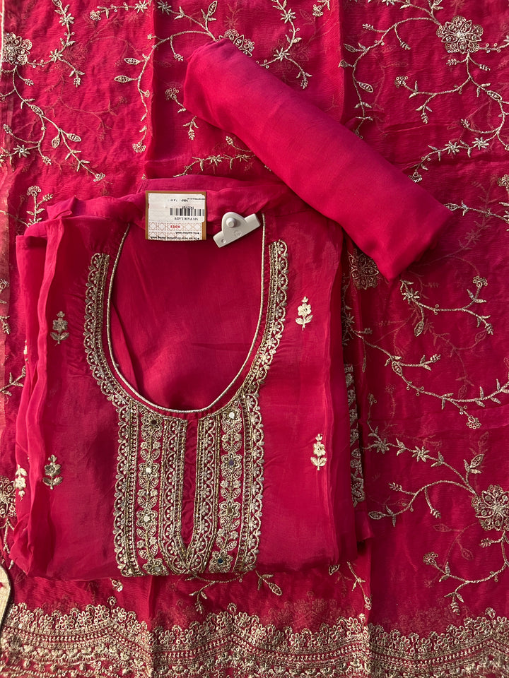 UNSTITCHED DRESS MATERIAL-IKZV05/RED