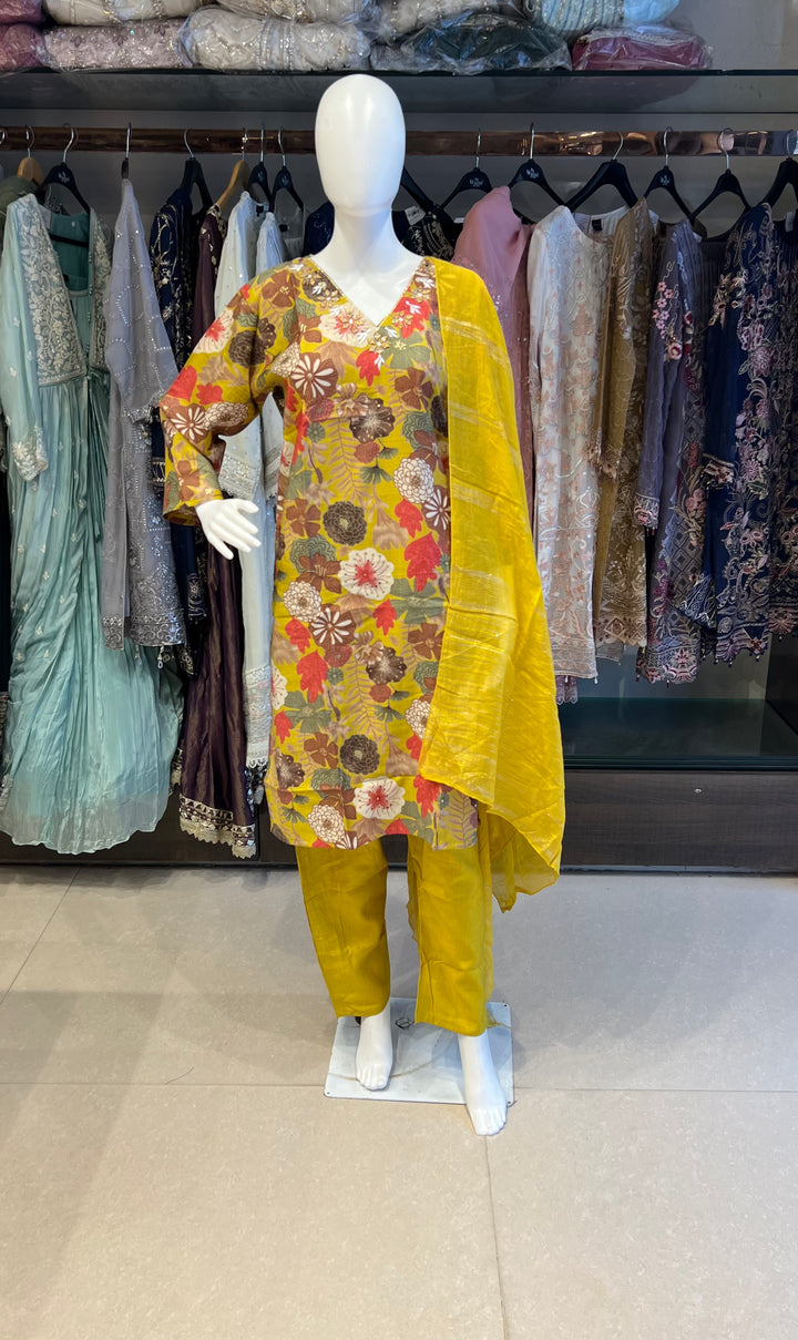 RAYON PLUS SIZE COORD SET(3XL,4XL,5XL)-IKFK04/GOLD