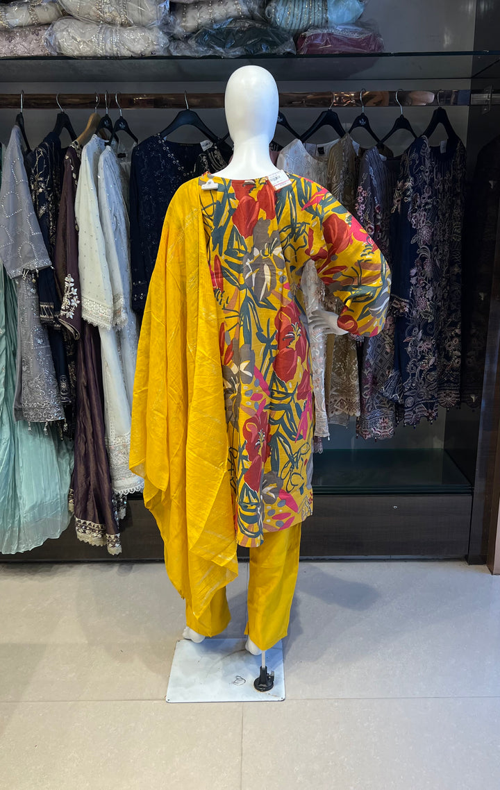 RAYON PLUS SIZE COORD SET(3XL,4XL,5XL)-IKFK04/YELLOW