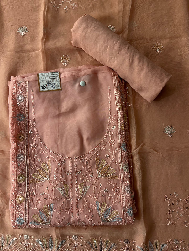 WORK UNSTITCHED DRESS MATERIAL - IKTK02/PINK