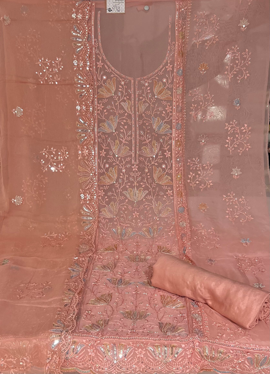 WORK UNSTITCHED DRESS MATERIAL - IKTK02/PINK