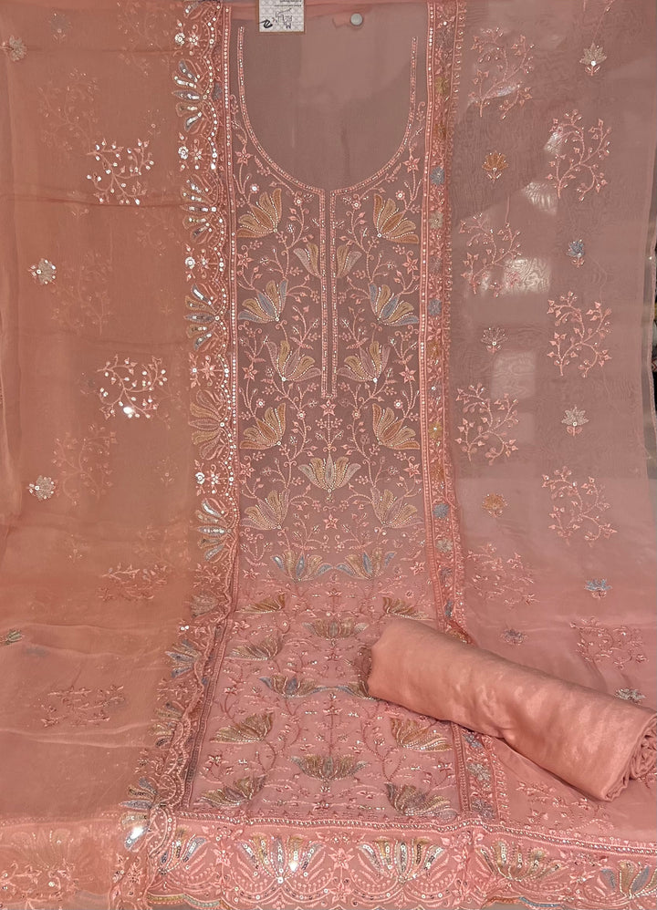 WORK UNSTITCHED DRESS MATERIAL - IKTK02/PINK