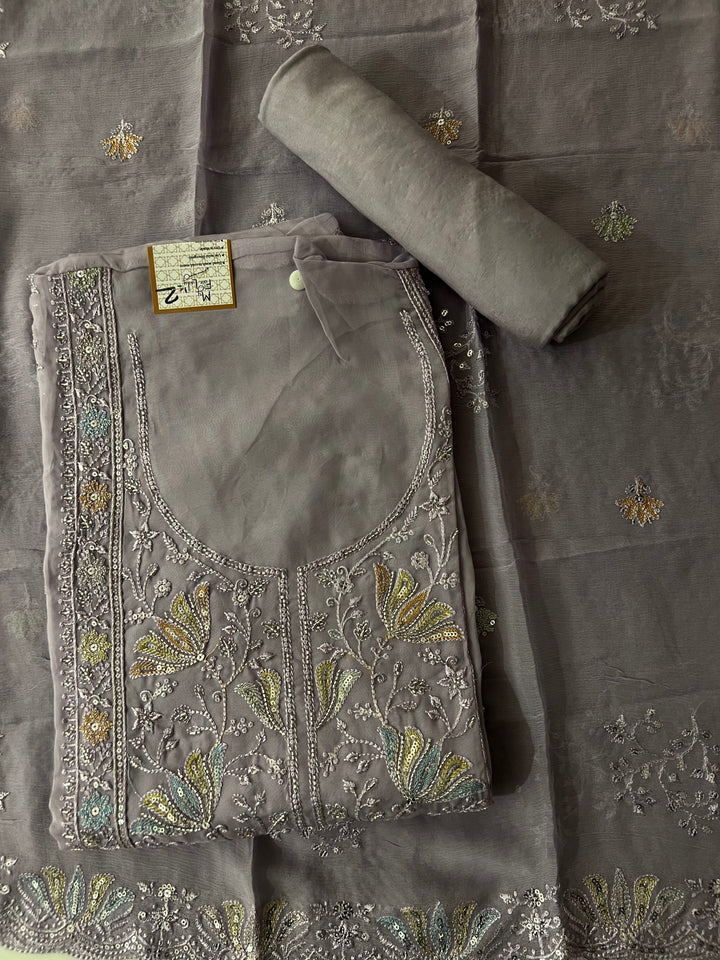 WORK UNSTITCHED DRESS MATERIAL - IKTK02/WHITE