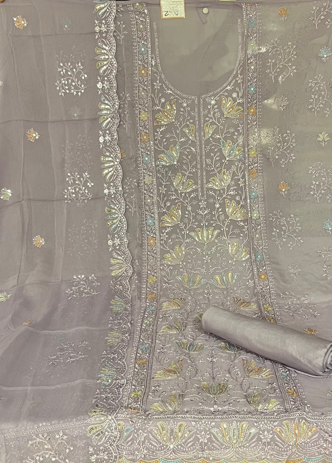 WORK UNSTITCHED DRESS MATERIAL - IKTK02/WHITE