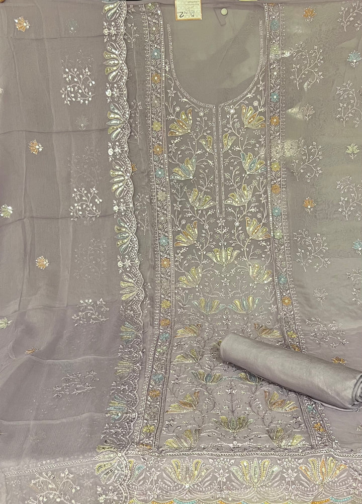 WORK UNSTITCHED DRESS MATERIAL - IKTK02/WHITE