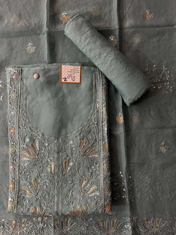 WORK UNSTITCHED DRESS MATERIAL - IKTK02/BLUE