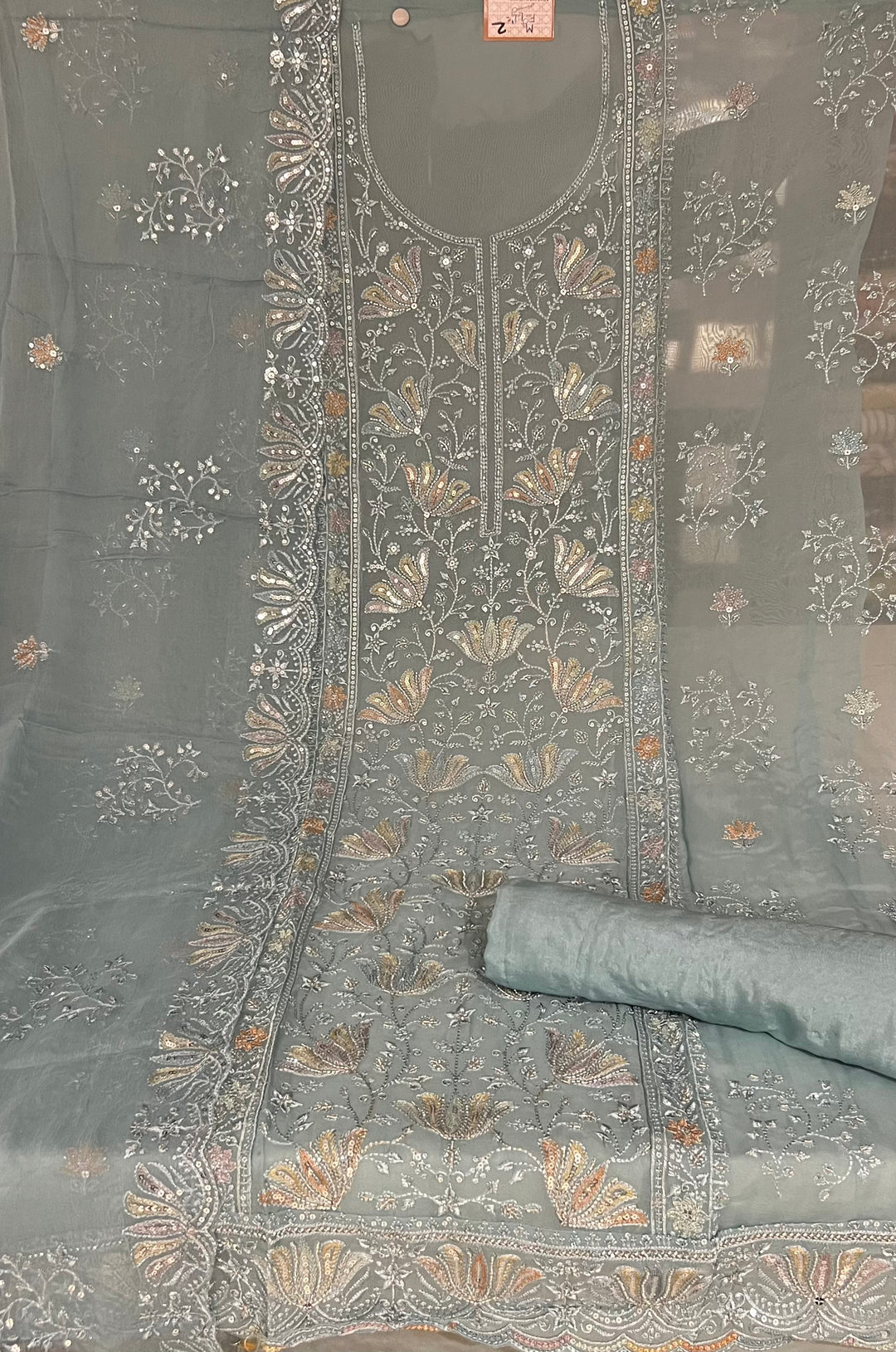 WORK UNSTITCHED DRESS MATERIAL - IKTK02/BLUE