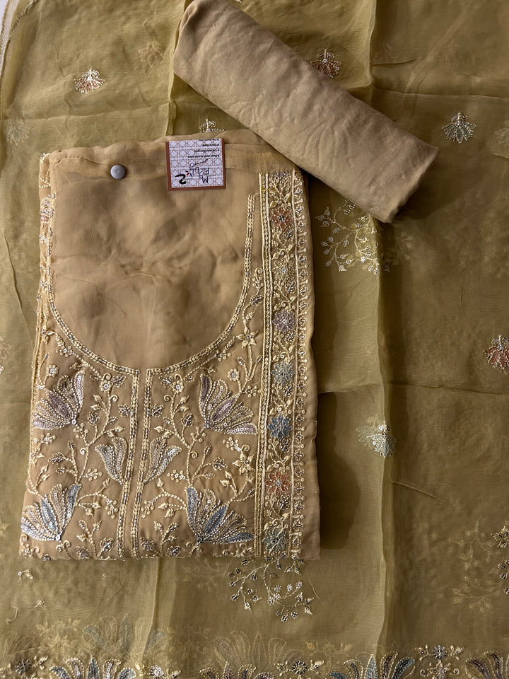 WORK UNSTITCHED DRESS MATERIAL - IKTK02/YELLOW