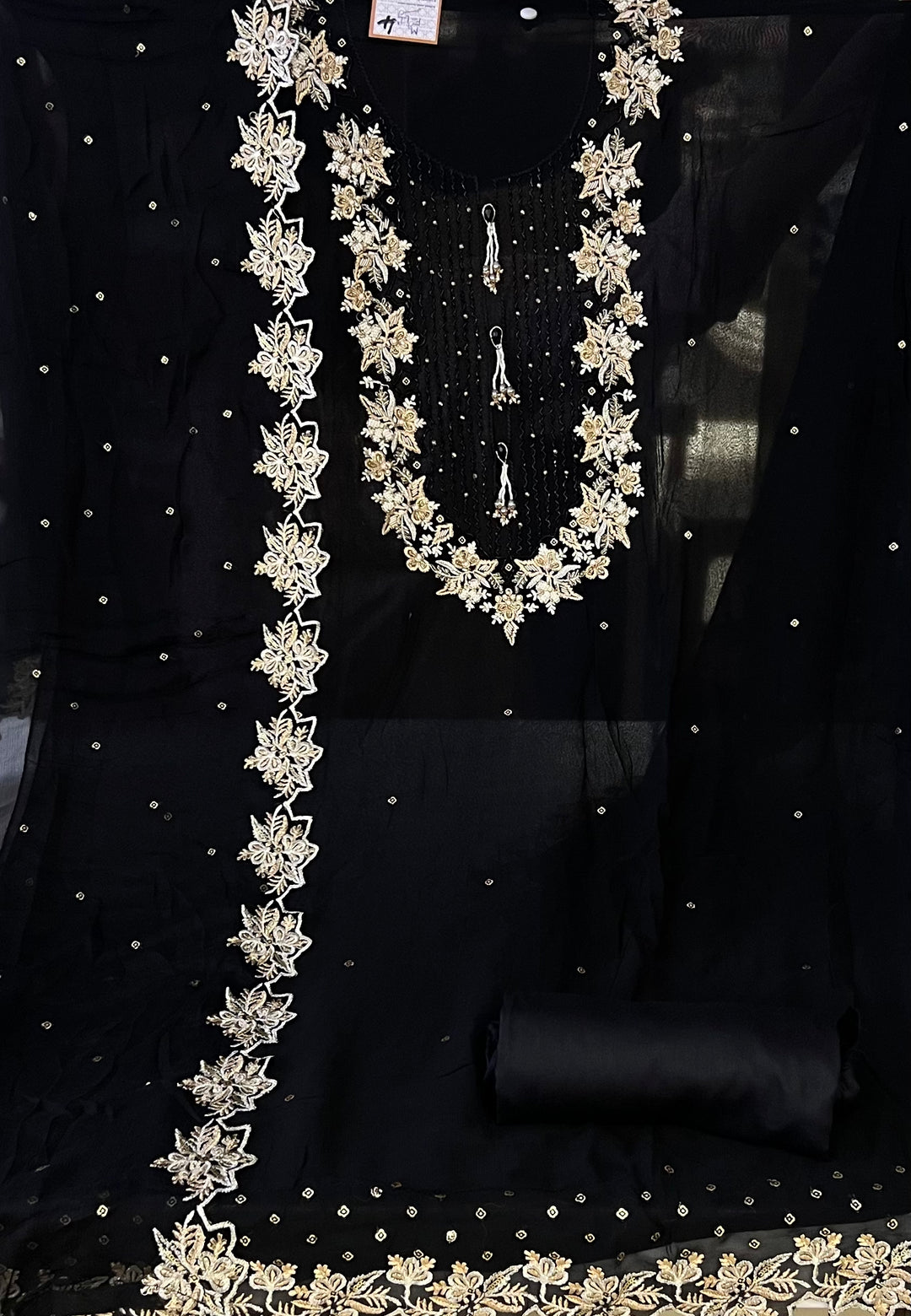 WORK UNSTITCHED DRESS MATERIAL - IKTK04/BLACK