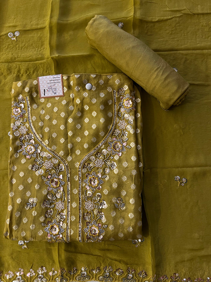 WORK UNSTITCHED DRESS MATERIAL - BTKF01/GREEN