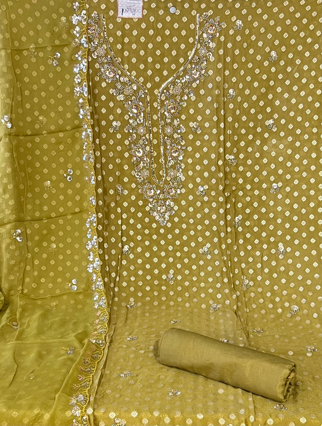 WORK UNSTITCHED DRESS MATERIAL - BTKF01/GREEN