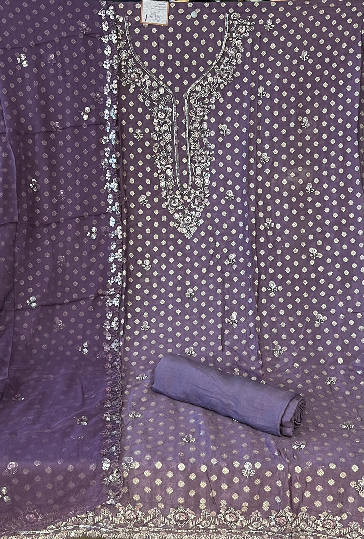 WORK UNSTITCHED DRESS MATERIAL - BTKF01/VOILET