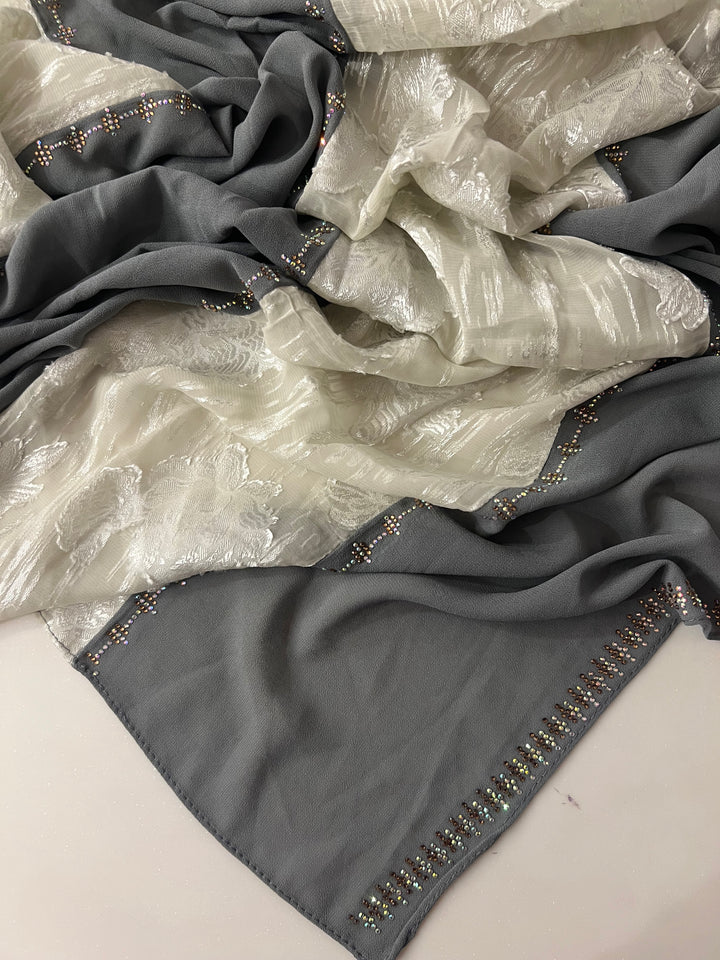 PREMIUM KASHKHA IMPORTED GORGETTE STONE HIJABS- BJ027