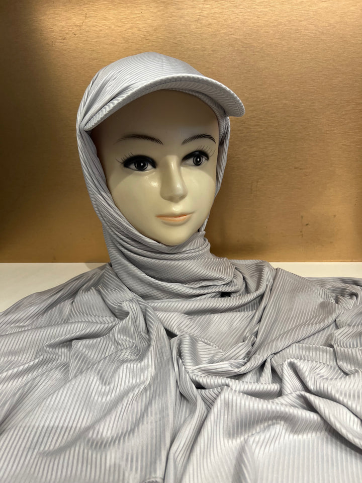 Super Hit Ribbed Fabric Summer Hijabs with Inner Tube Cap- BJ024