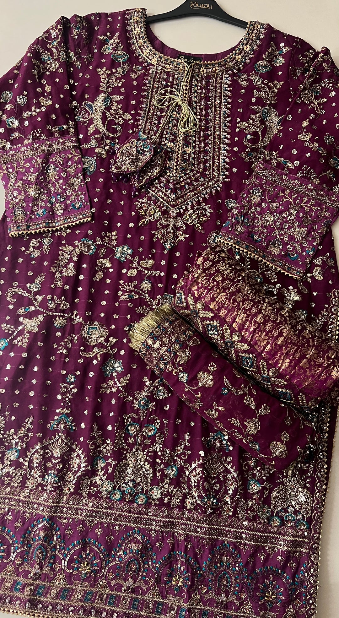 PAKISTANI PURE CHIFFON PURPLE COLOUR SEQUINS DESIGN- A010