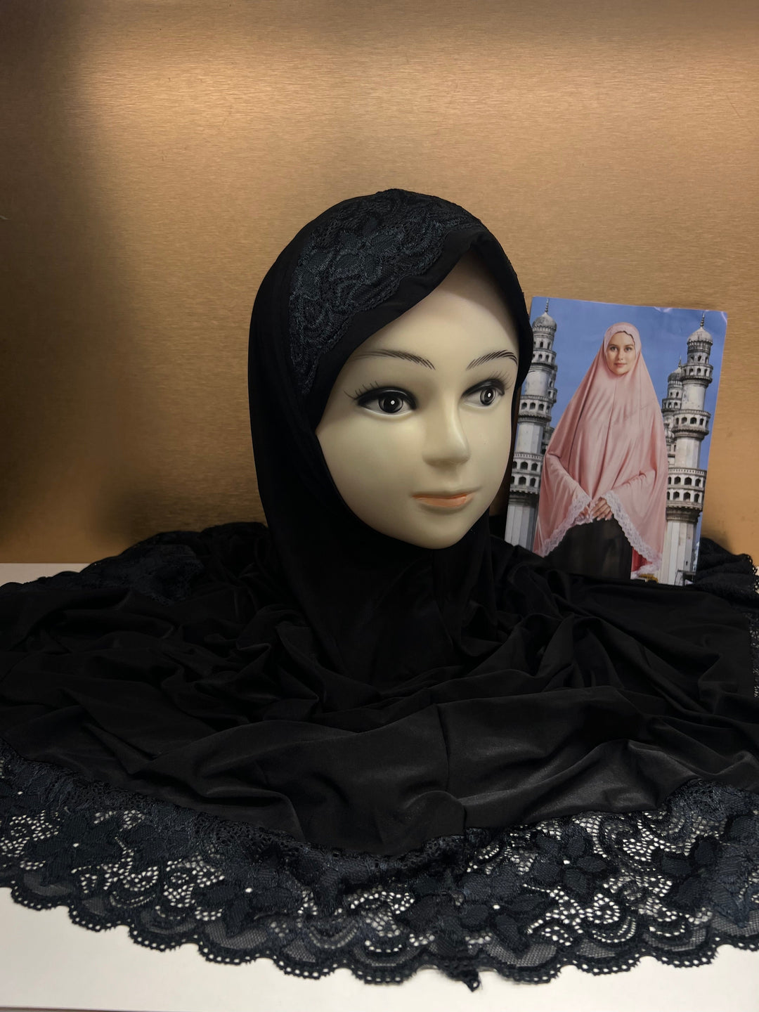 SUPER HIT READYMADE RAMZAN NAMAZ JILBAB LACE HIJABS (BLACK & WHITE SOFT FABRIC) RESTOCKED