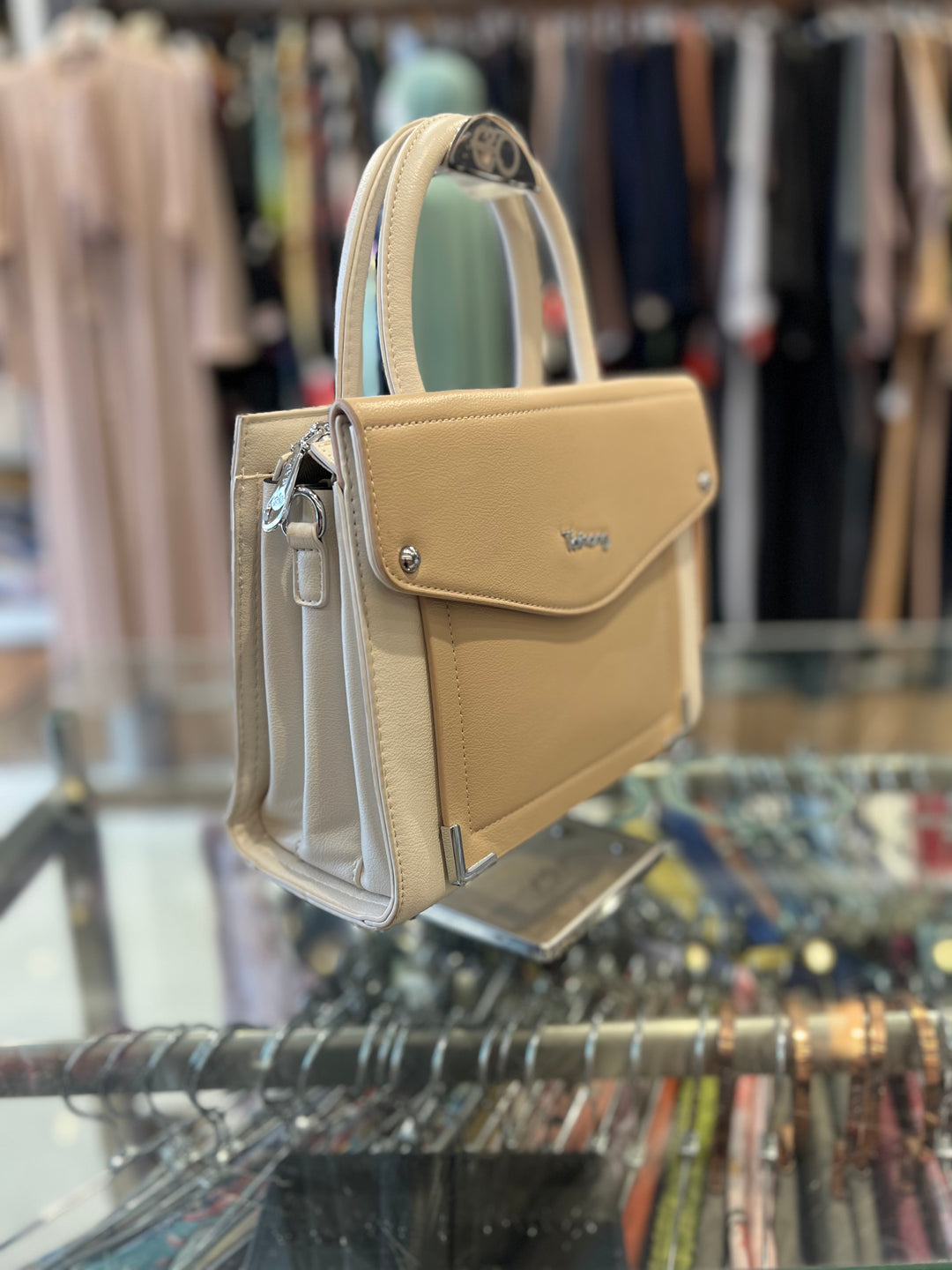FANCY HAND BAG - BH06/BEIGE & OFF WHITE/