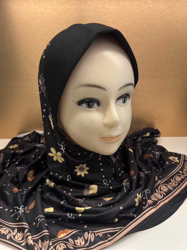 MALAYSIAN HIJAB Ready to Wear Super Hit PRINTED LYCRA Soft Fabric Pin-less plain Hijabs- BJ010