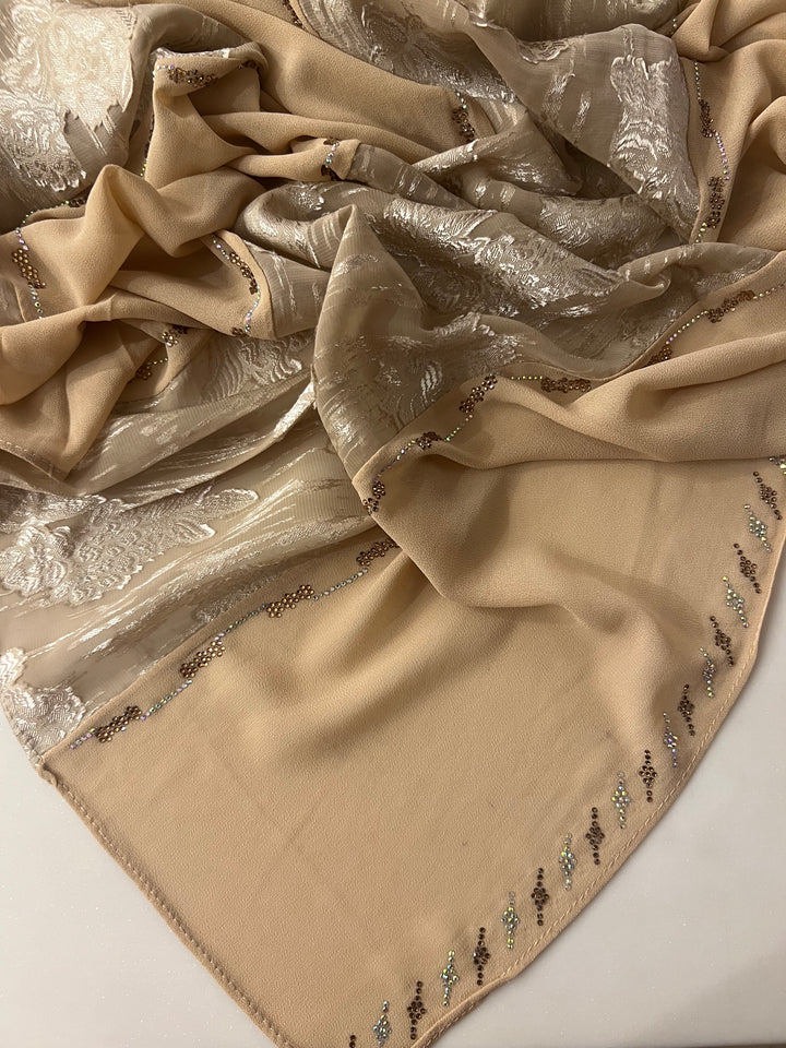 PREMIUM KASHKHA IMPORTED GORGETTE STONE HIJABS- BJ027