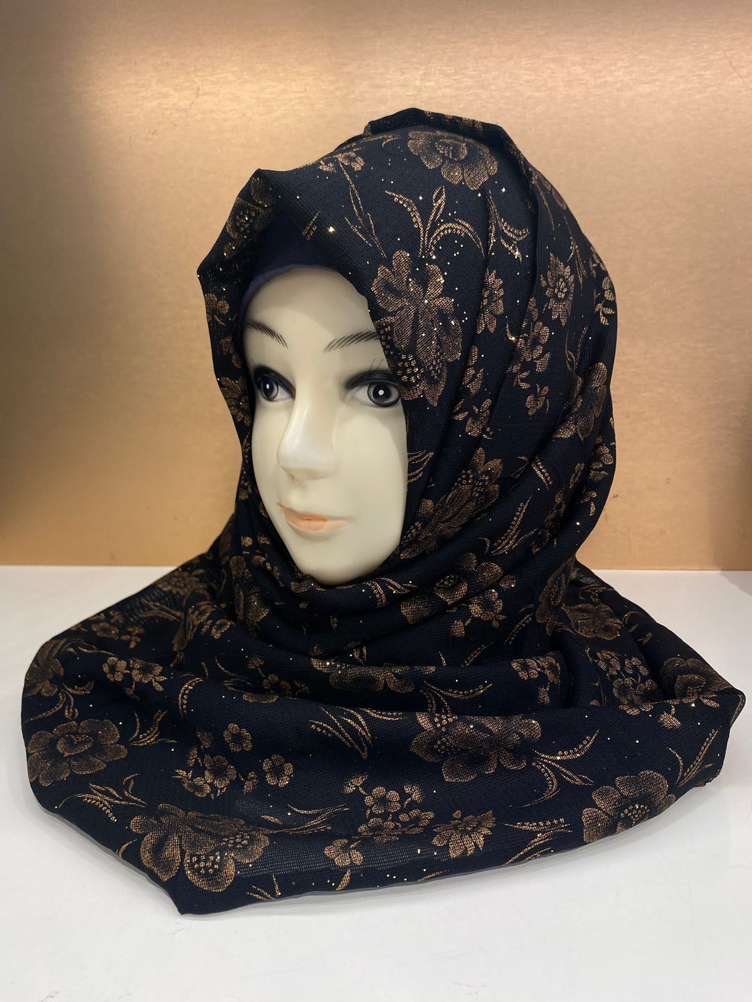 BLACK FANCY COTTON HIJABS (MIX DESIGNS)- AB01