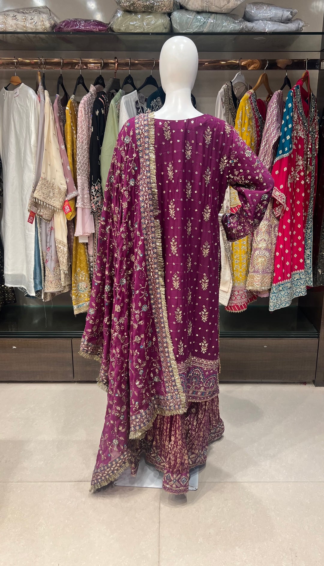 PAKISTANI PURE CHIFFON PURPLE COLOUR SEQUINS DESIGN- A010