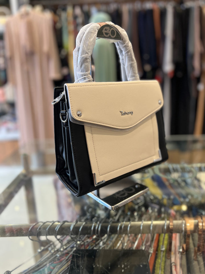 FANCY HAND BAG - BH06/OFF WHITE & BLACK/