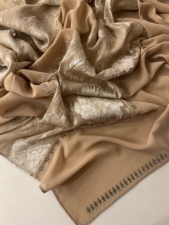 PREMIUM KASHKHA IMPORTED GORGETTE STONE HIJABS- BJ027