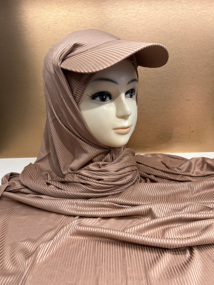 Super Hit Ribbed Fabric Summer Hijabs with Inner Tube Cap- BJ024