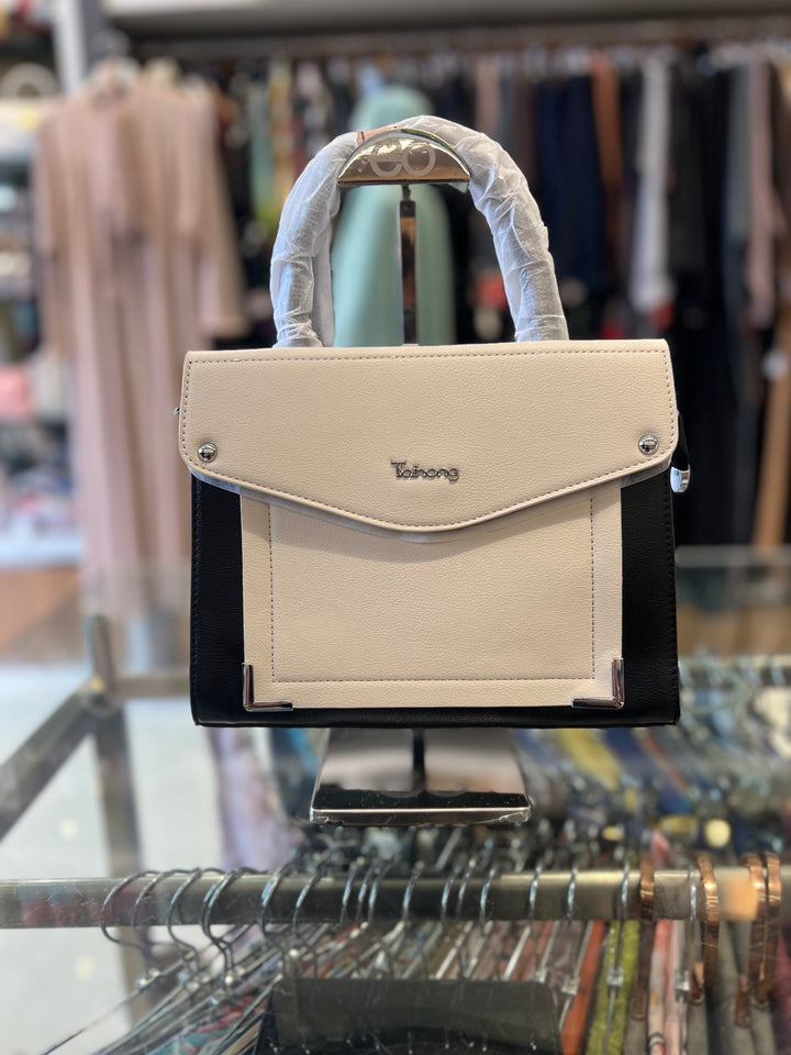 FANCY HAND BAG - BH06/OFF WHITE & BLACK/