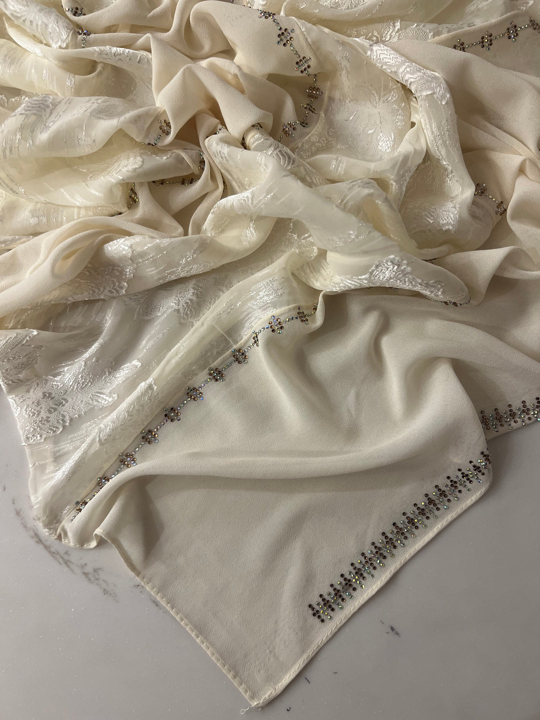 PREMIUM KASHKHA IMPORTED GORGETTE STONE HIJABS- BJ027
