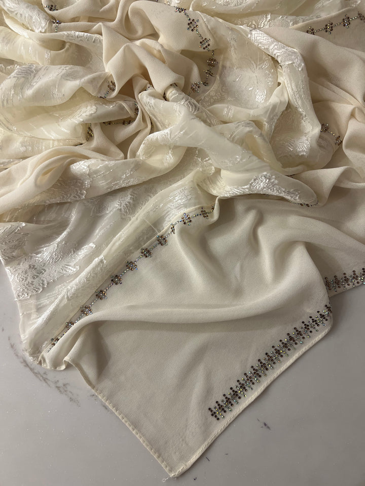 PREMIUM KASHKHA IMPORTED GORGETTE STONE HIJABS- BJ027