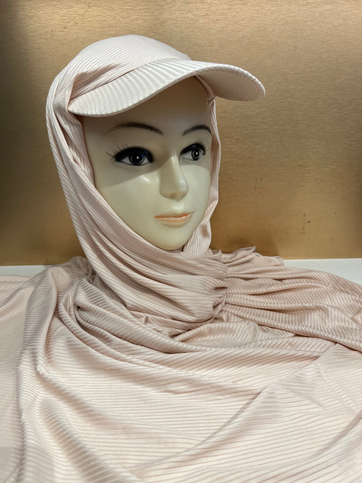 Super Hit Ribbed Fabric Summer Hijabs with Inner Tube Cap- BJ024