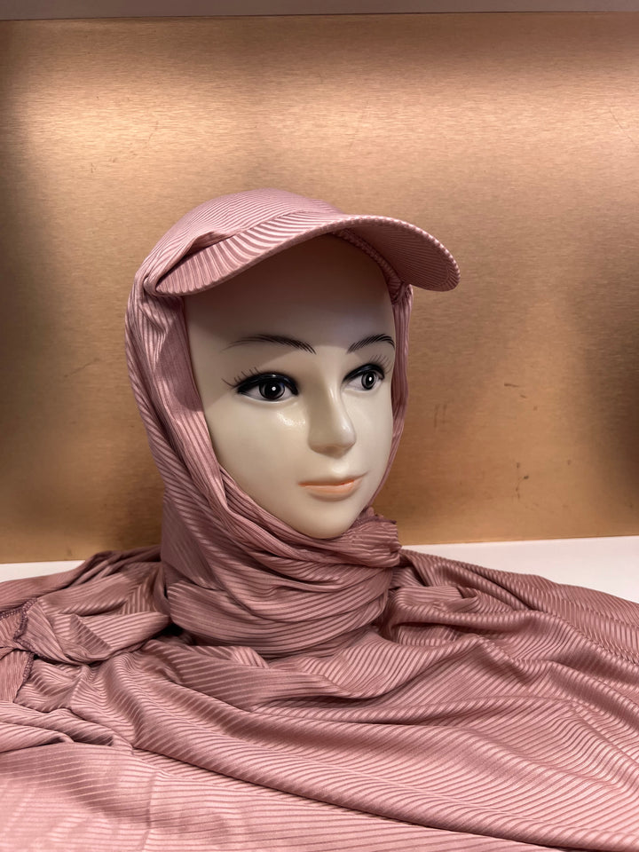 Super Hit Ribbed Fabric Summer Hijabs with Inner Tube Cap- BJ024
