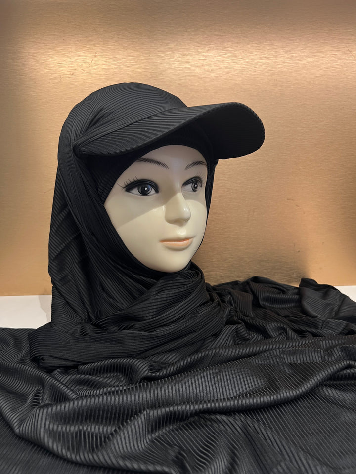 Super Hit Ribbed Fabric Summer Hijabs with Inner Tube Cap- BJ024