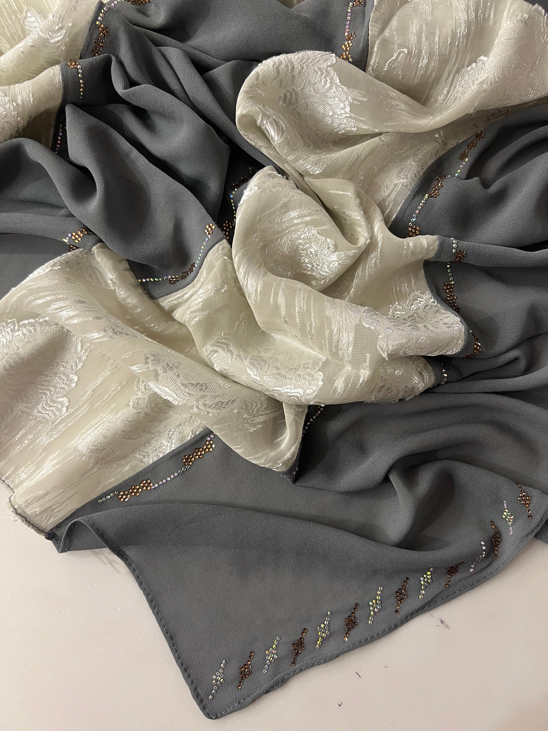PREMIUM KASHKHA IMPORTED GORGETTE STONE HIJABS- BJ027