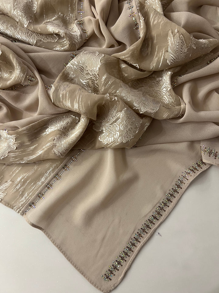 PREMIUM KASHKHA IMPORTED GORGETTE STONE HIJABS- BJ027