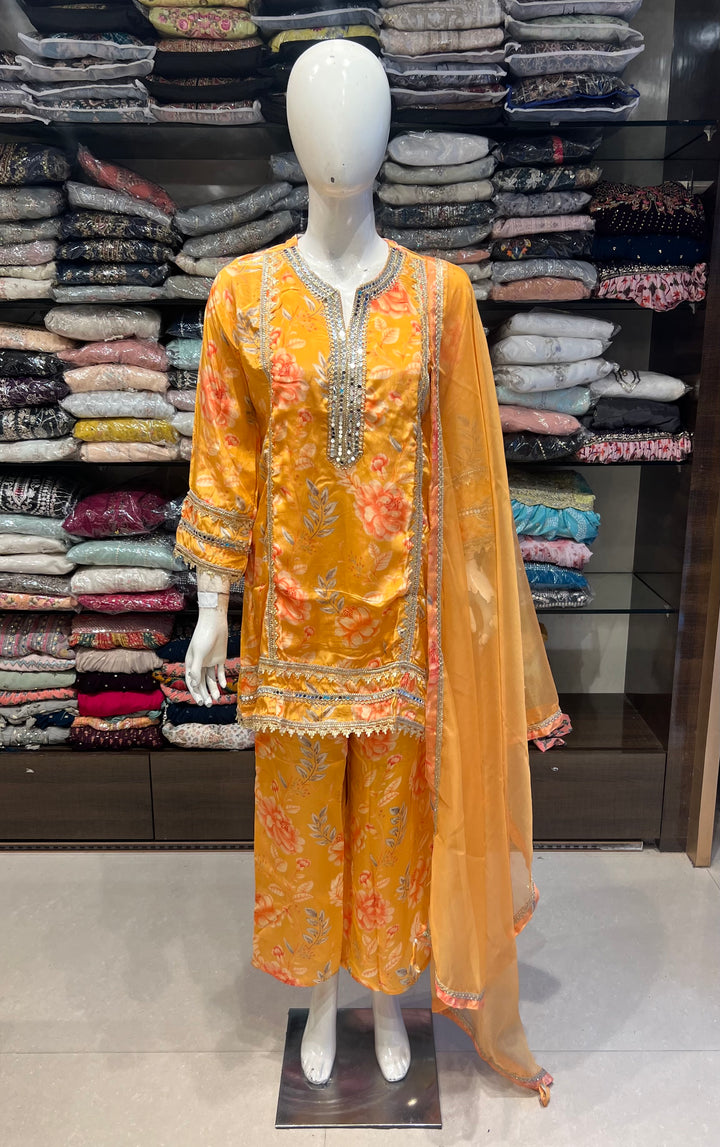 MUSLIN SILK  EMBROIDERED DESIGNER SUIT -0332