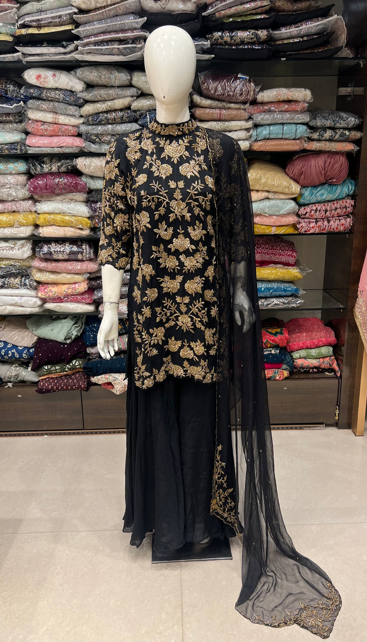 PAKISTANI BRIDAL ZARDOZI CHINNON SILK DRESS-HS01