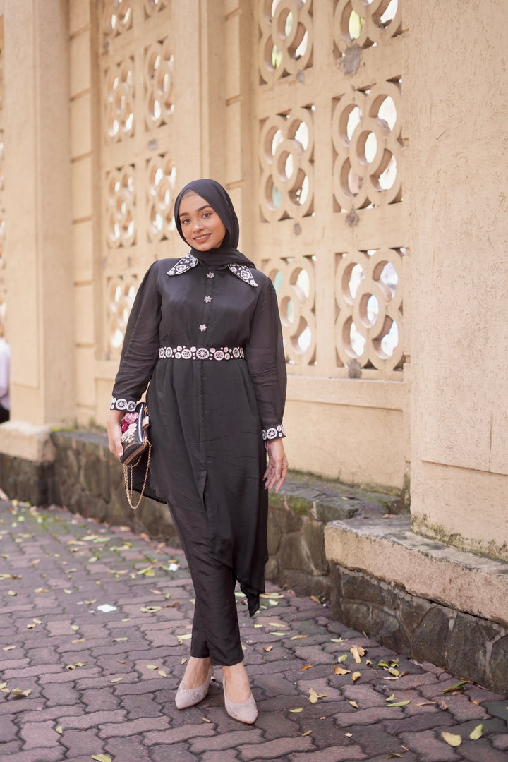 Sarah Khan Trendy Black Co-ord Set-KTB02