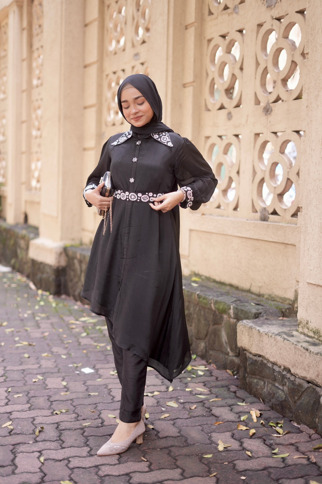 Sarah Khan Trendy Black Co-ord Set-KTB02