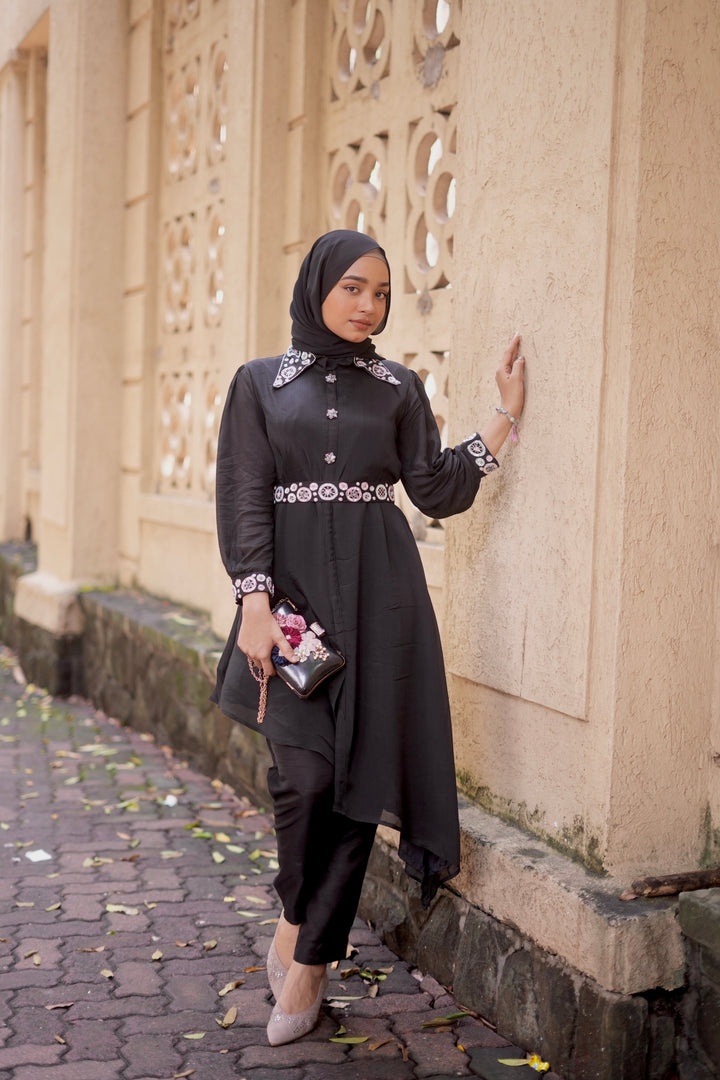 Sarah Khan Trendy Black Co-ord Set-KTB02